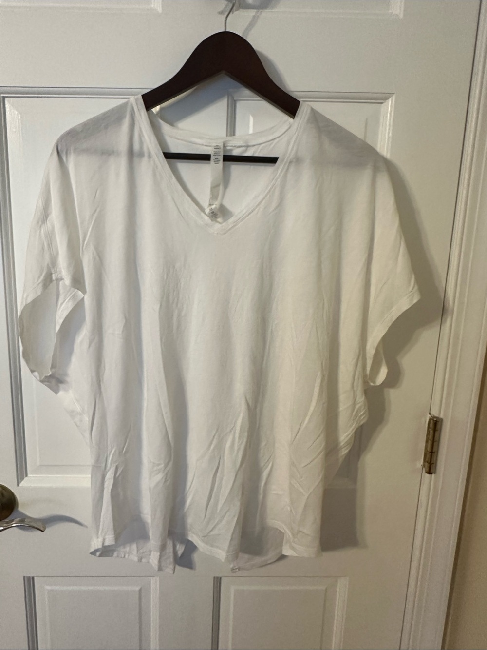 lululemon athletica White V-Neck Draped Short Sleeve Tee
